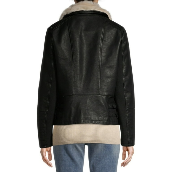 Mark Alan Women’s Faux Leather Moto Jacket with Faux Fur Collar - Picture 3 of 8
